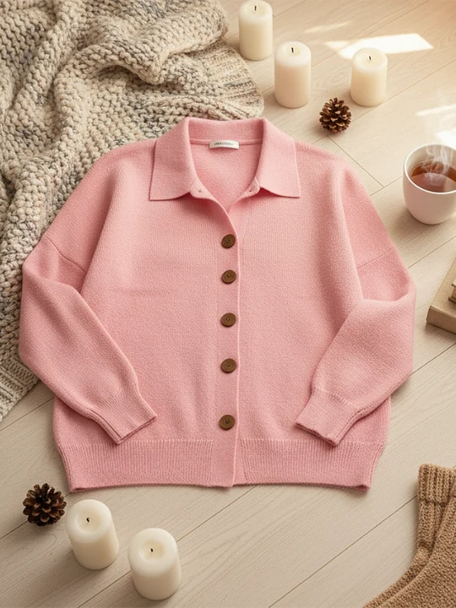 Estelle™ | Collared Button-Front Cardigan