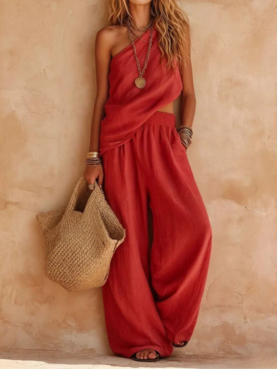 Savannah™ | Boho One Shoulder Wide Leg Set