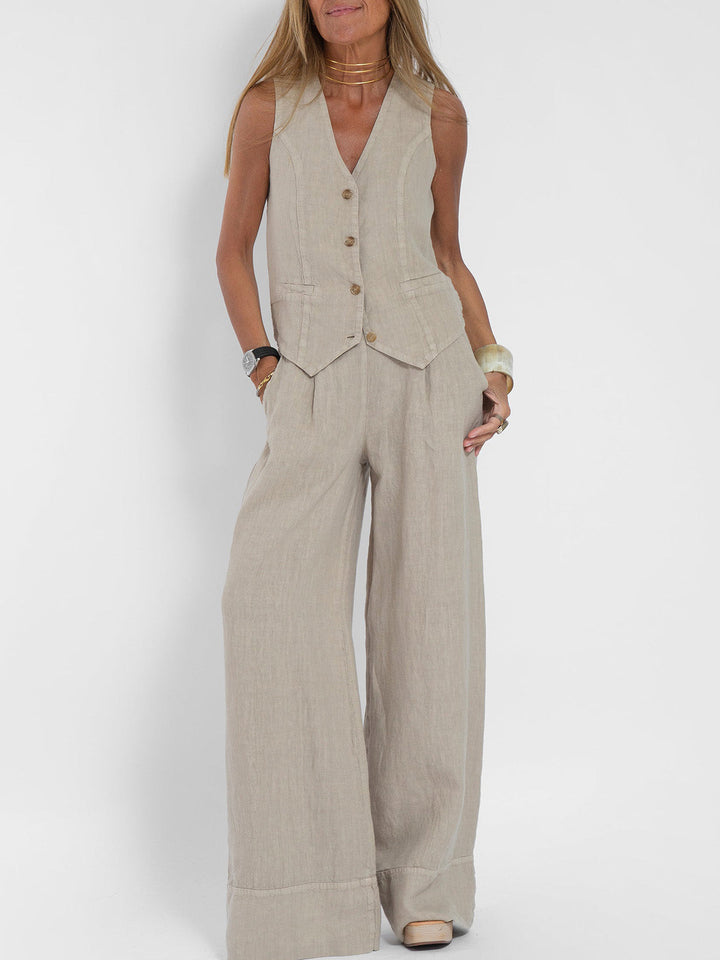 Angela™ | Elegant Waistcoat Set with Wide Trousers