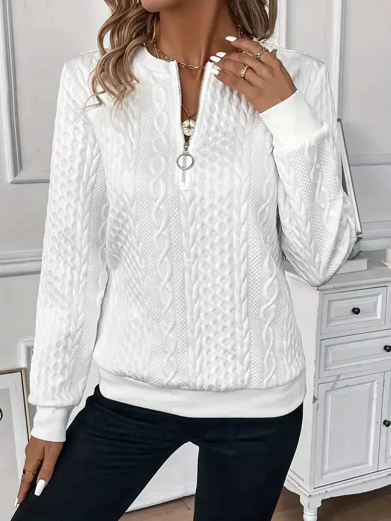 Amy | Texture Half Zip Long Sleeve Sweatshirt