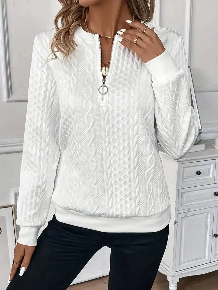 Amy | Texture Half Zip Long Sleeve Sweatshirt