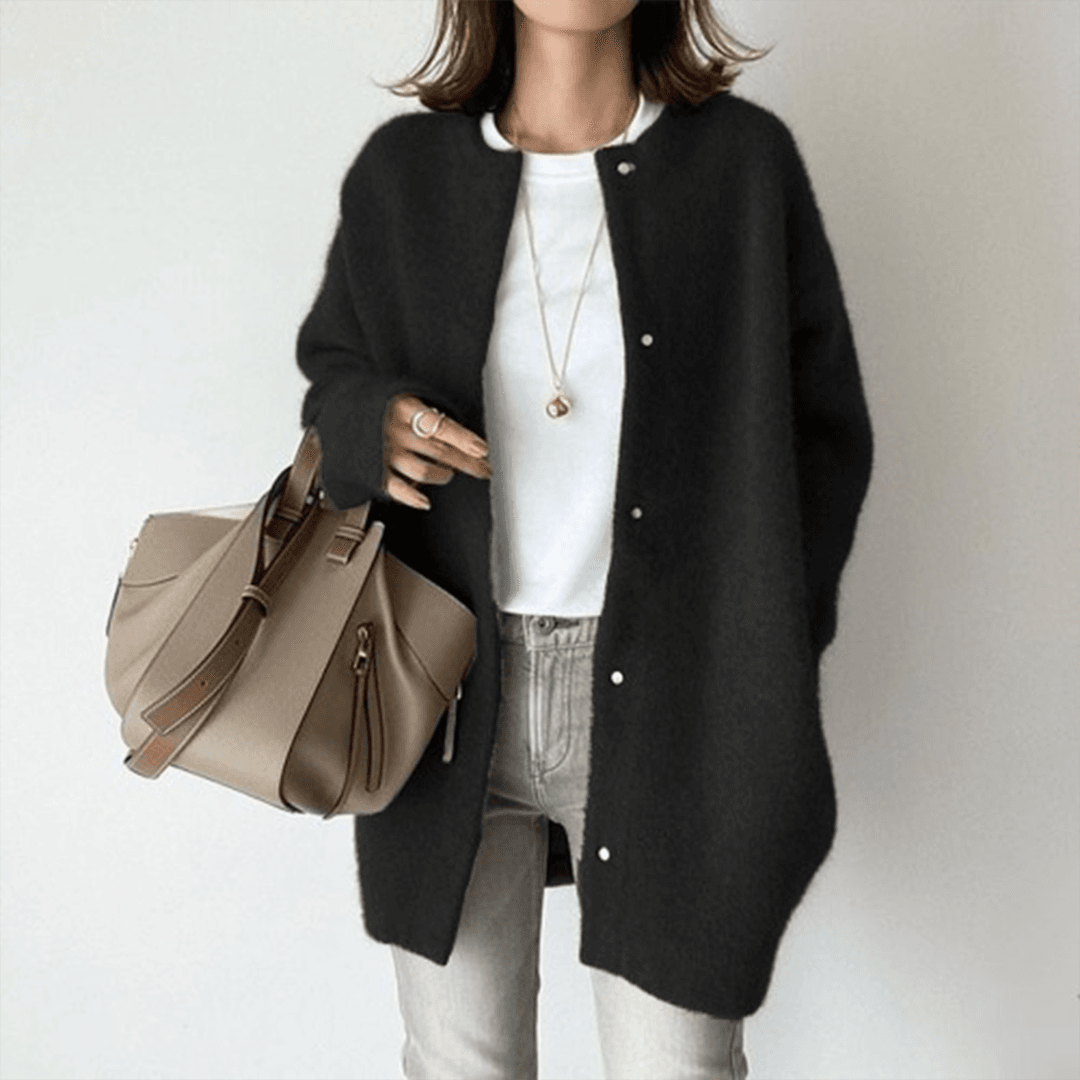 Zayna™ | Soft Button Front Long Cardigan