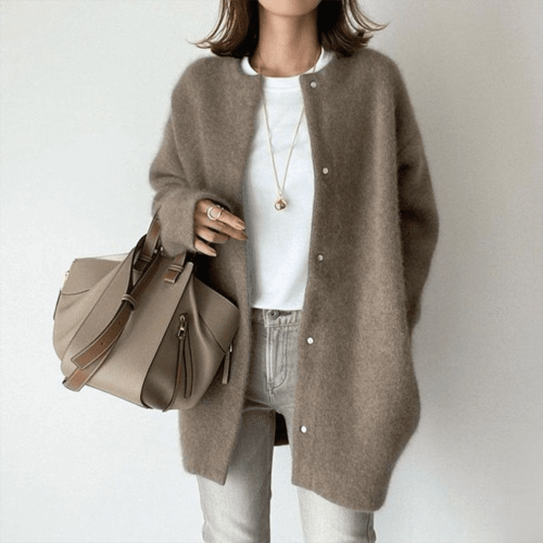 Zayna™ | Soft Button Front Long Cardigan