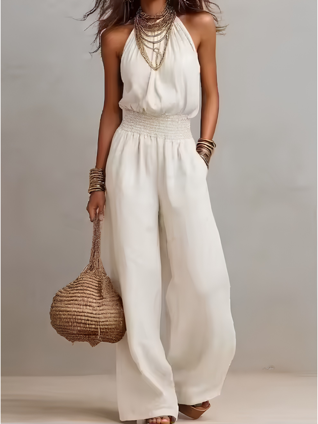Harper™ | Smocked-Waist Halter Jumpsuit