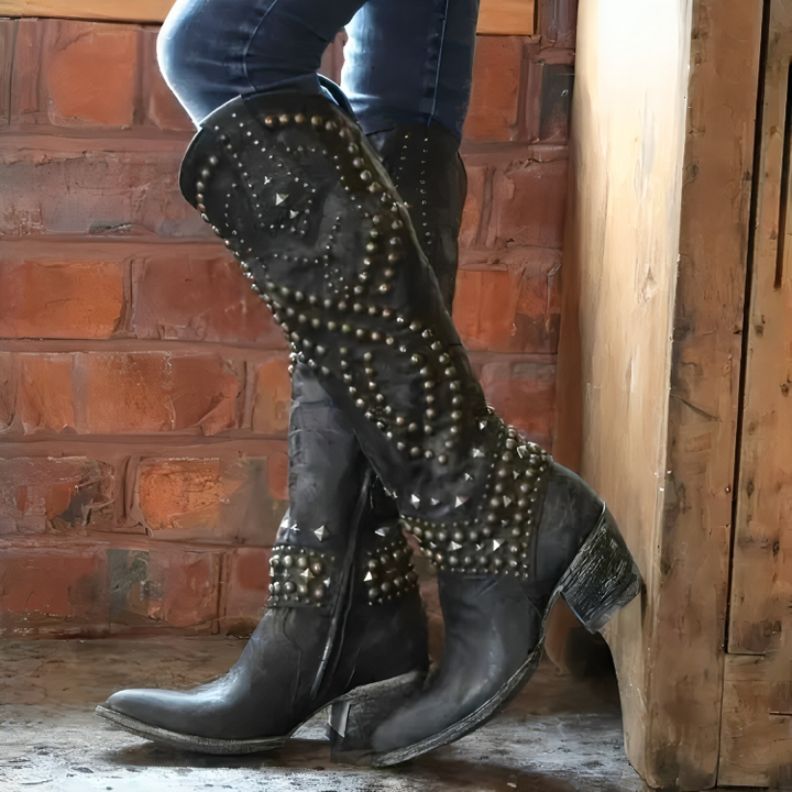 Alyssa™ | Western Studded Knee High Boots