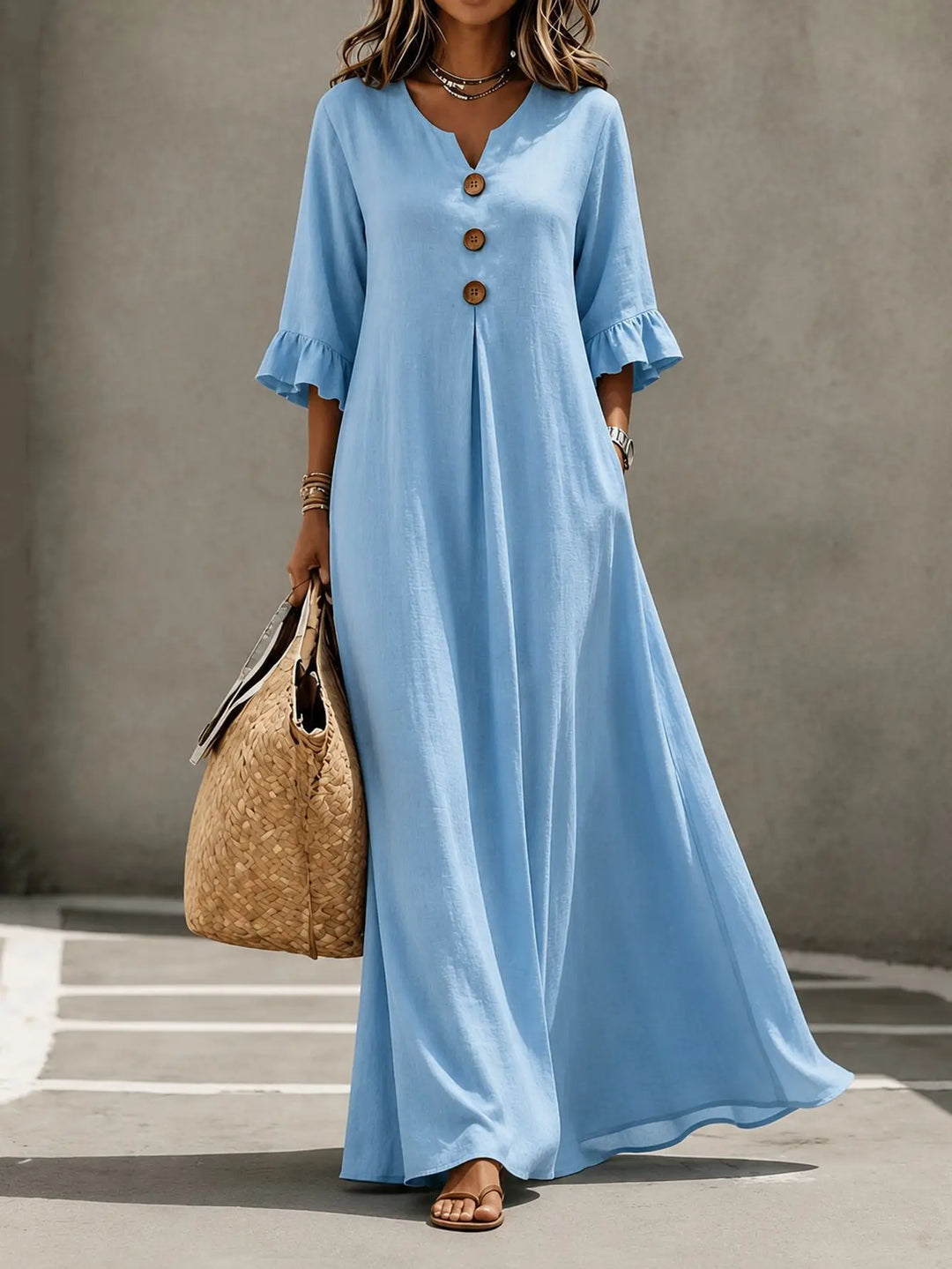 Cameron™ | Elegant Button Front Flare Dress