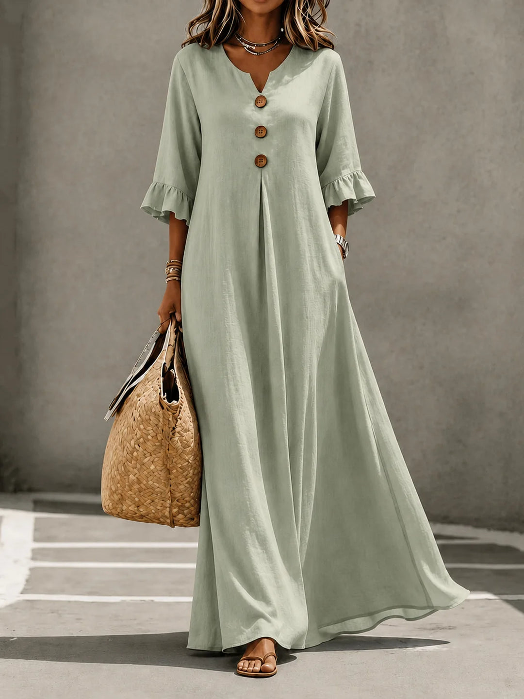 Cameron™ | Elegant Button Front Flare Dress