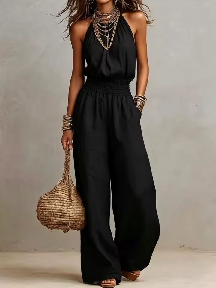 Harper™ | Smocked-Waist Halter Jumpsuit