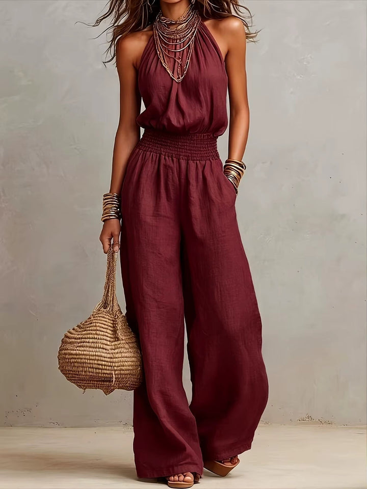 Harper™ | Smocked-Waist Halter Jumpsuit
