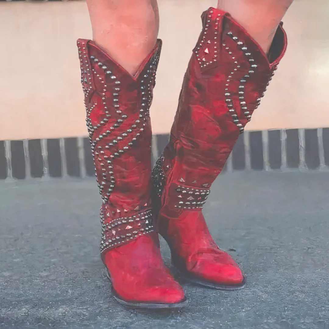 Alyssa™ | Western Studded Knee High Boots