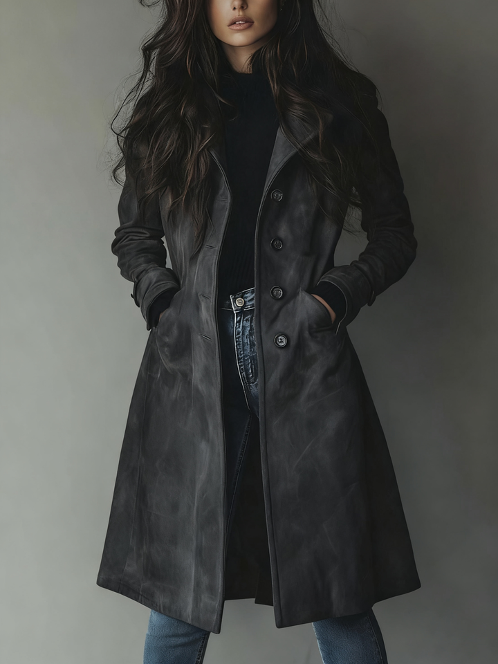 Daniella™ | Vintage Button Front Longline Coat