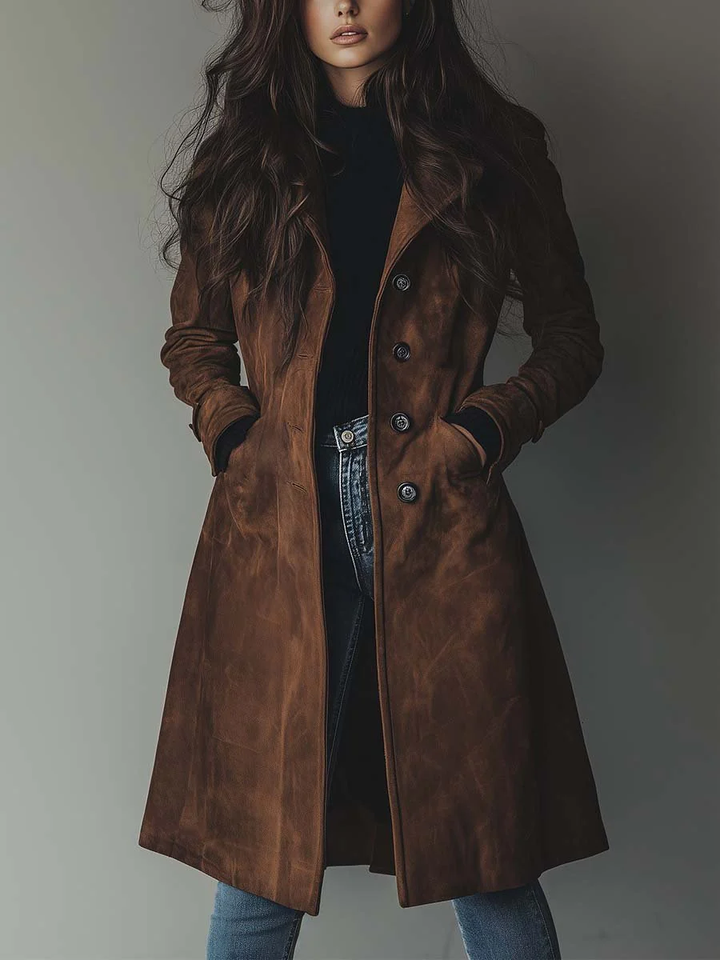 Daniella™ | Vintage Button Front Longline Coat