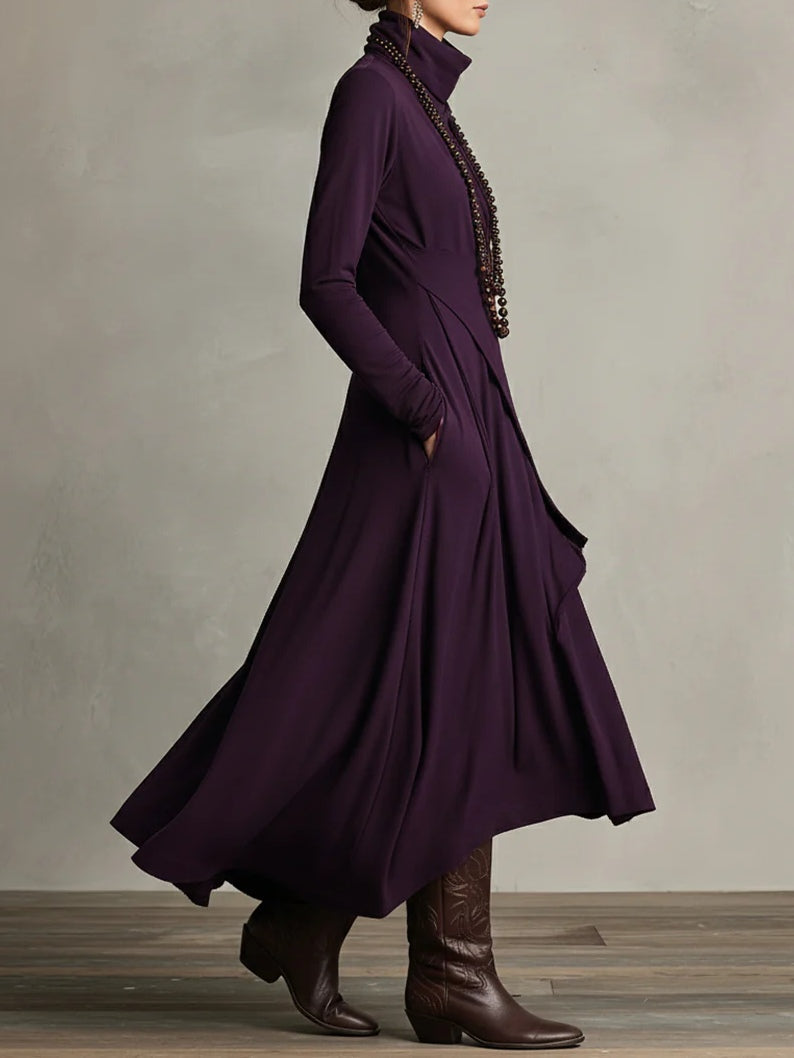 Giorgia™ - High Neck Asymmetrical Pleated Maxi Dress