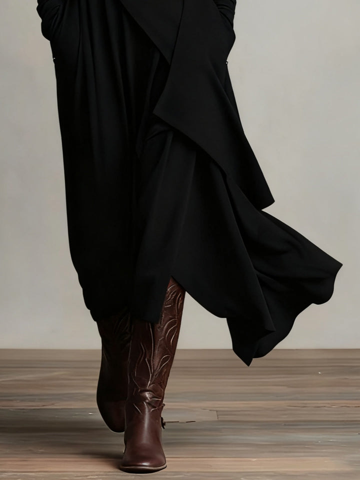 Giorgia™ - High Neck Asymmetrical Pleated Maxi Dress