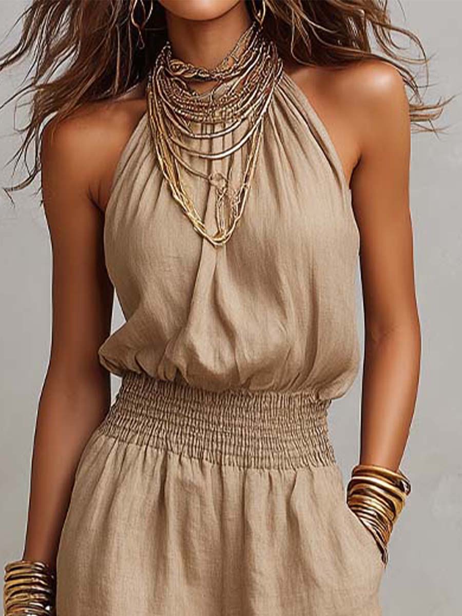 Harper™ | Smocked-Waist Halter Jumpsuit
