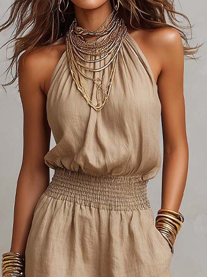 Harper™ | Smocked-Waist Halter Jumpsuit