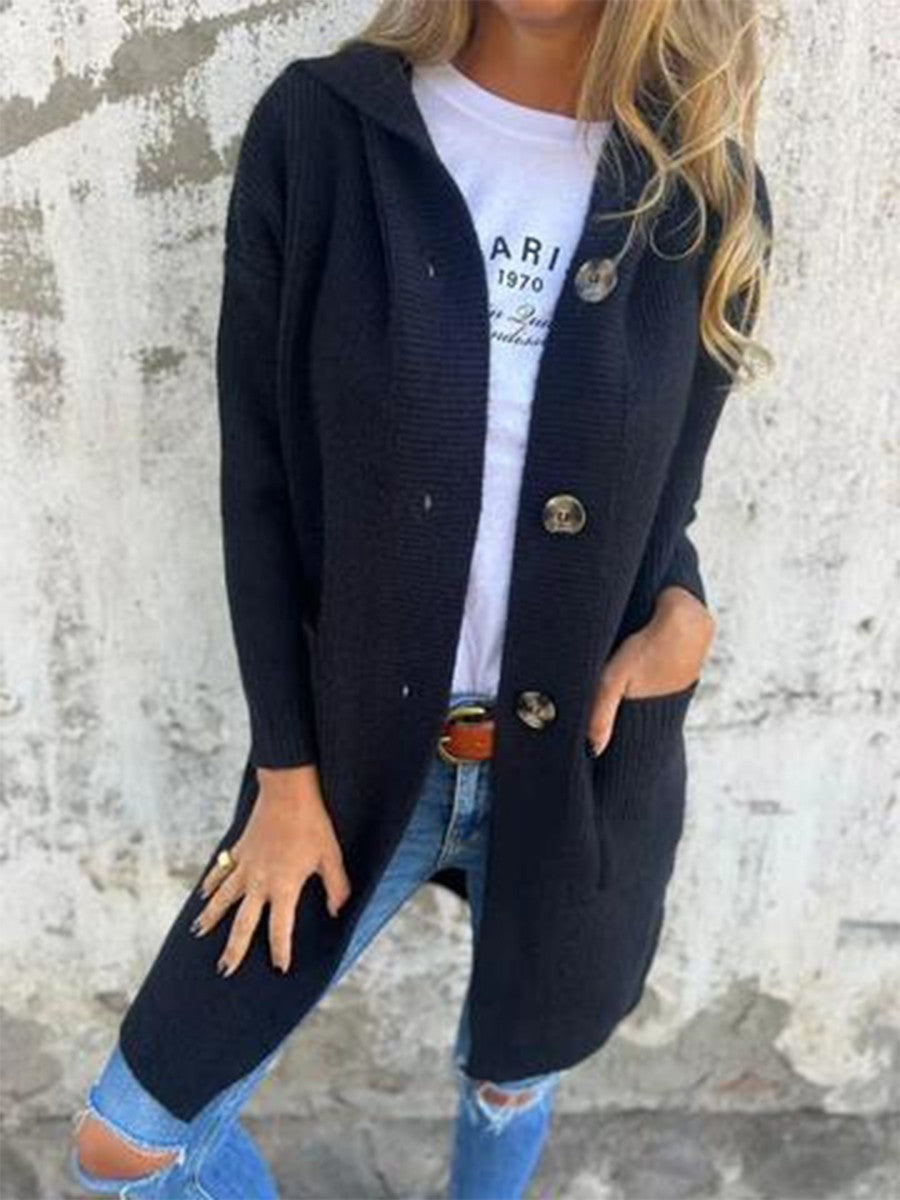 Galilea™ | Casual Long Hooded Button Cardigan