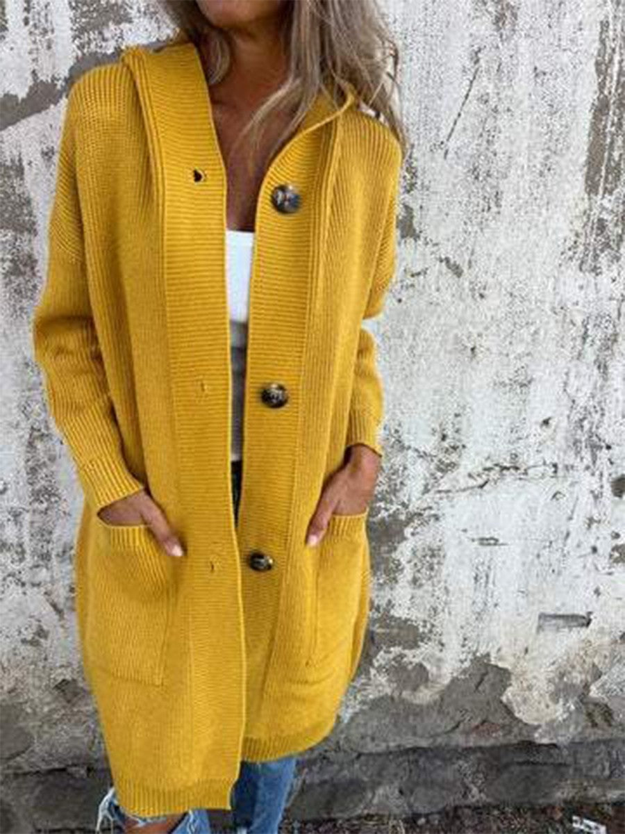 Galilea™ | Casual Long Hooded Button Cardigan
