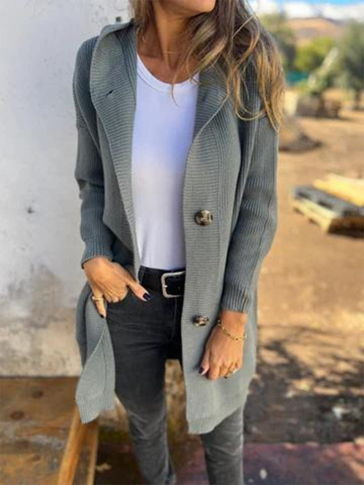 Galilea™ | Casual Long Hooded Button Cardigan