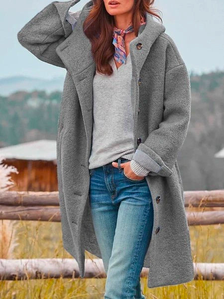 Rania™ | Cozy Hooded Button Front Coat