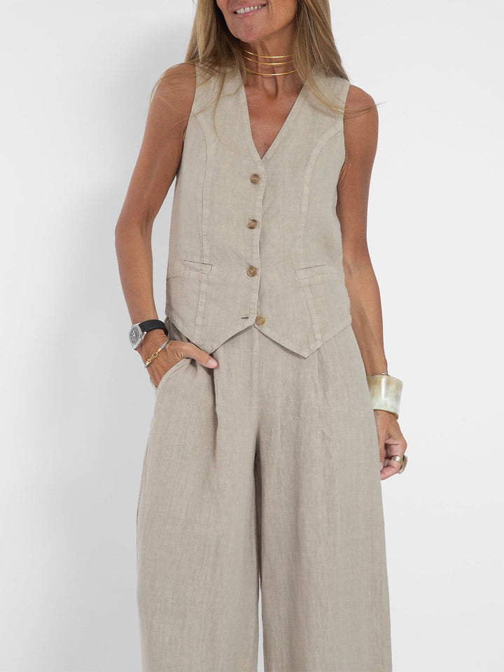Angela™ | Elegant Waistcoat Set with Wide Trousers