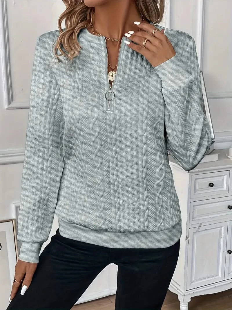 Amy | Texture Half Zip Long Sleeve Sweatshirt