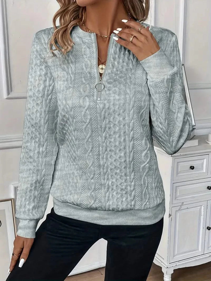 Amy | Texture Half Zip Long Sleeve Sweatshirt