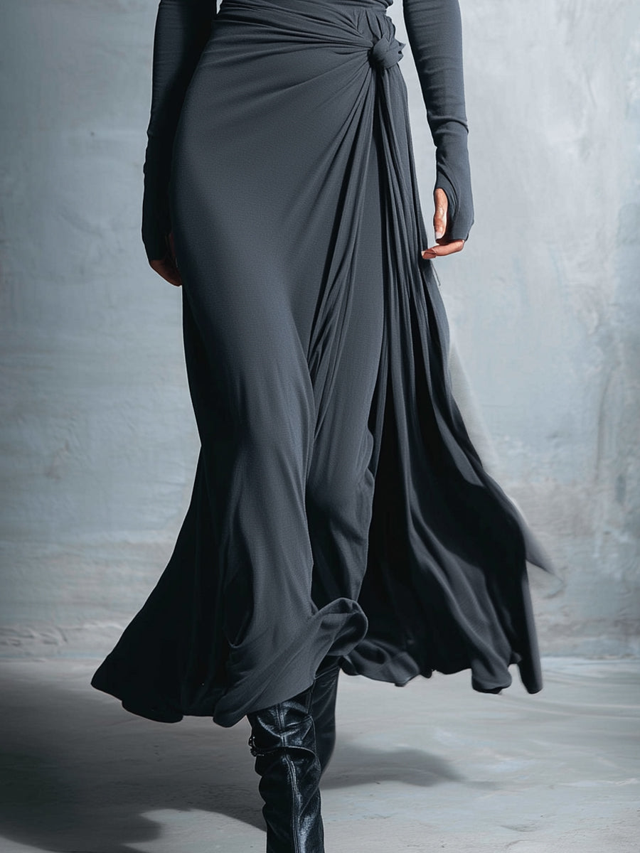 Shelia™ | Elegant Draped Long Sleeve Maxi Dress