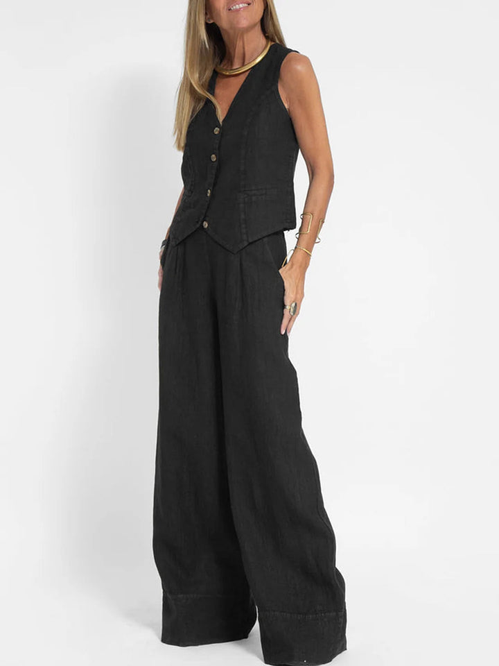 Angela™ | Elegant Waistcoat Set with Wide Trousers