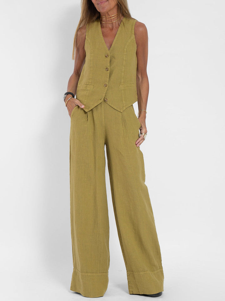 Angela™ | Elegant Waistcoat Set with Wide Trousers