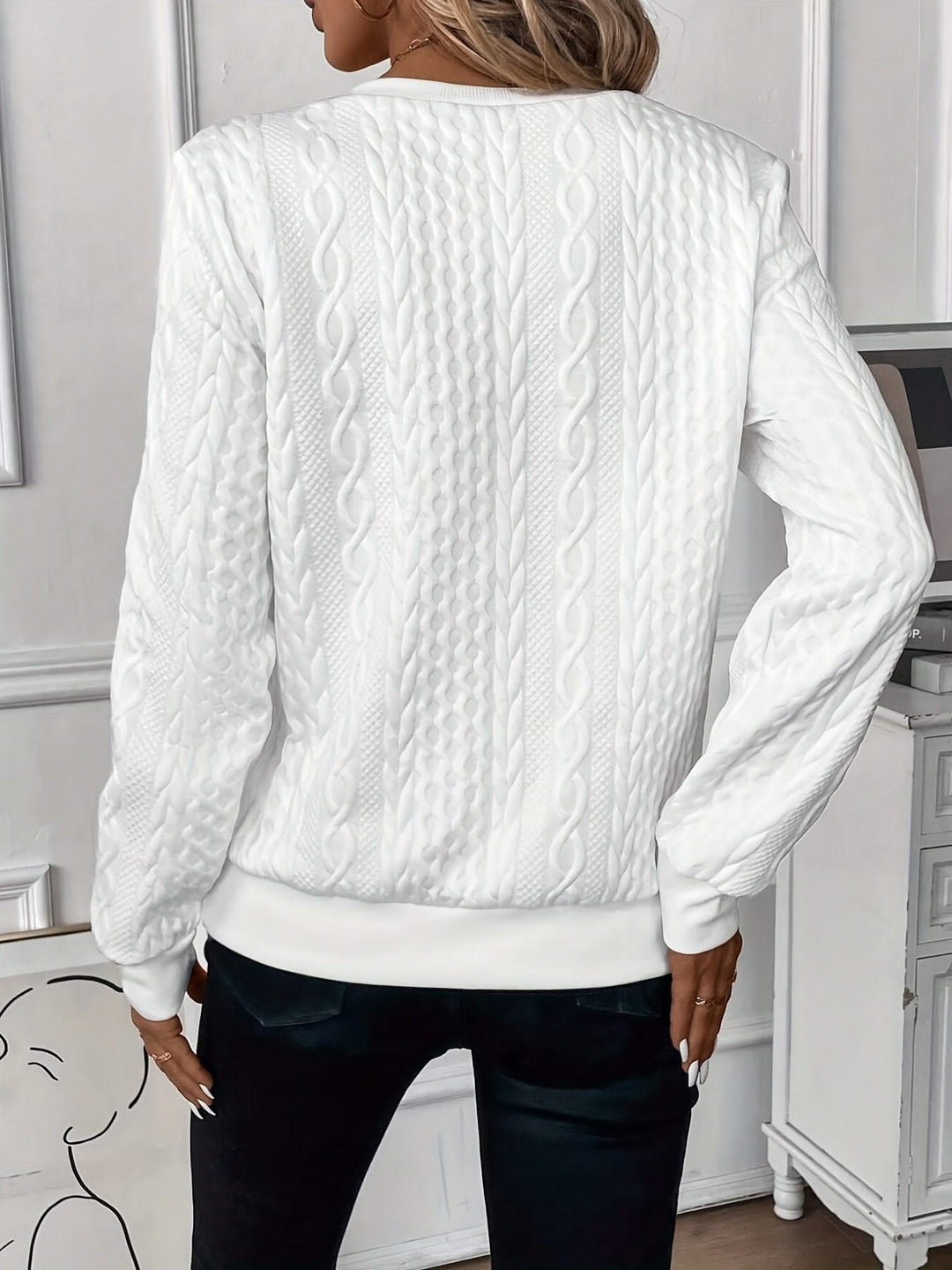Amy | Texture Half Zip Long Sleeve Sweatshirt