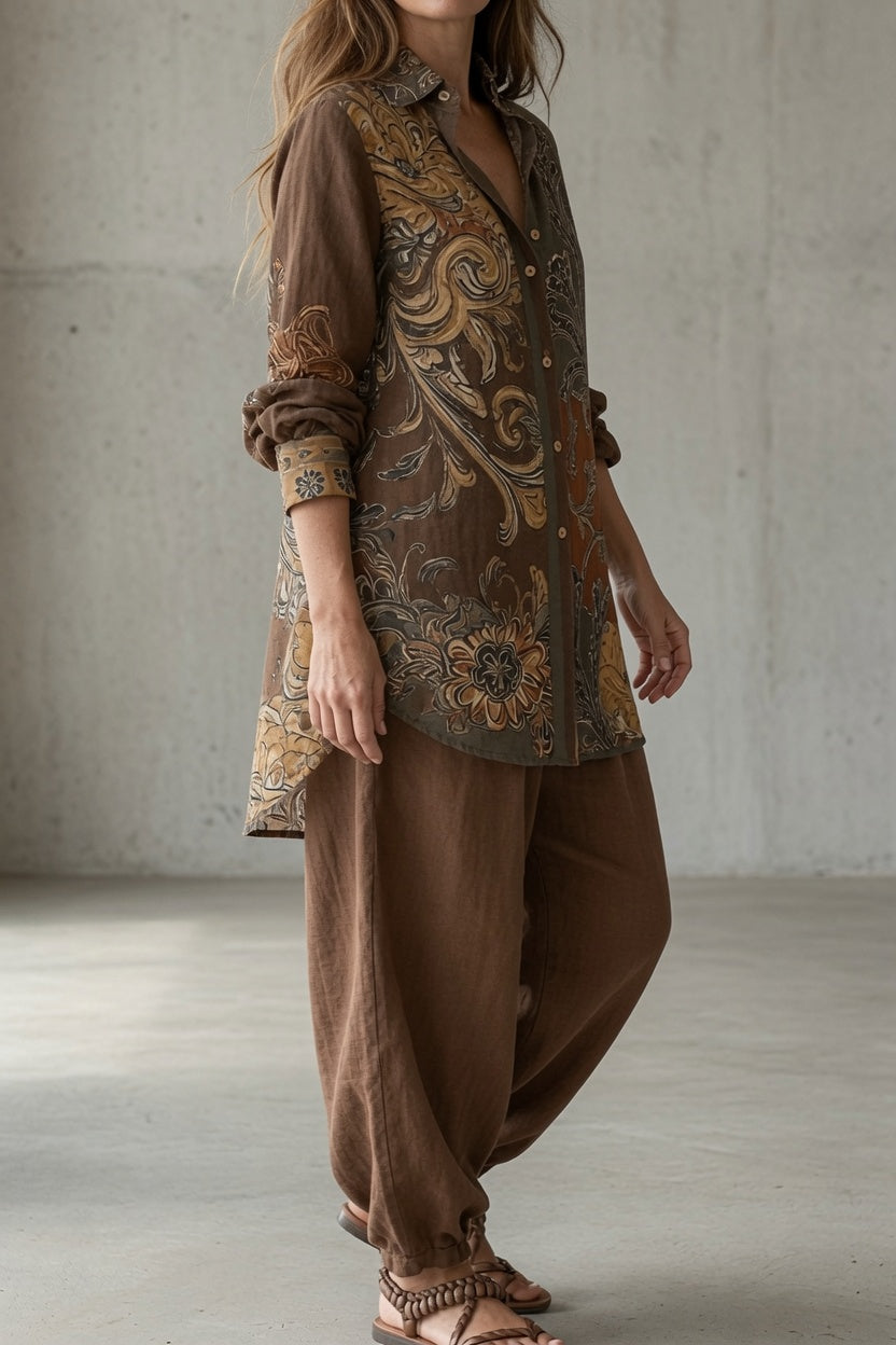 Nahla™ | Vintage Paisley Print Two Piece Set