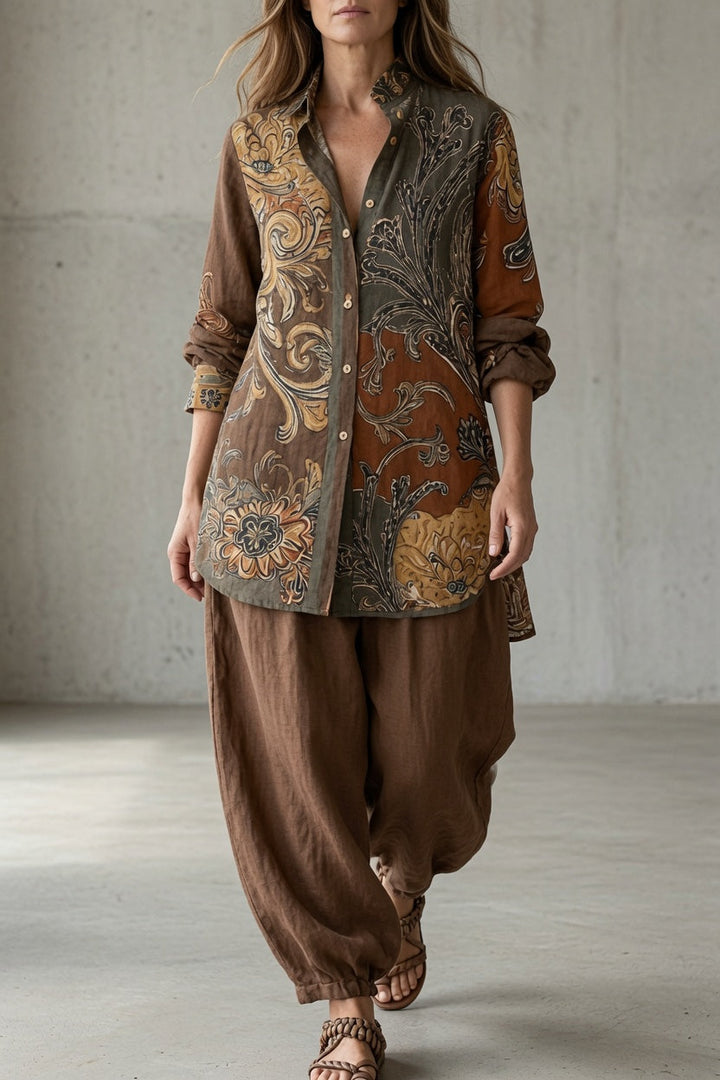 Nahla™ | Vintage Paisley Print Two Piece Set