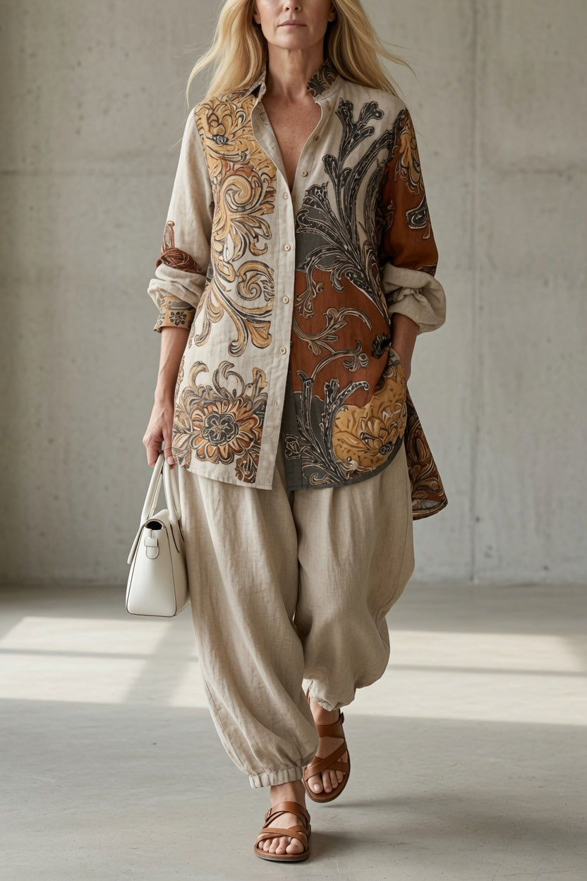 Nahla™ | Vintage Paisley Print Two Piece Set
