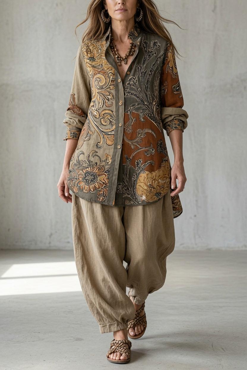 Nahla™ | Vintage Paisley Print Two Piece Set
