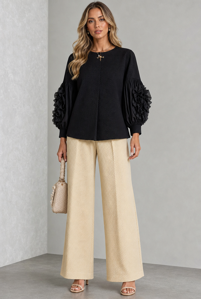 Natasha | Elegant Floral Sleeve Detail Blouse