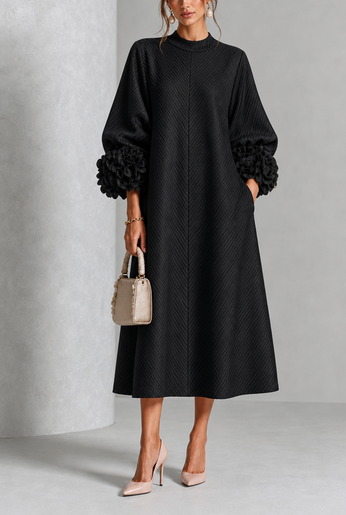 Rosalina™ | Elegant Floral Sleeve Midi Dress
