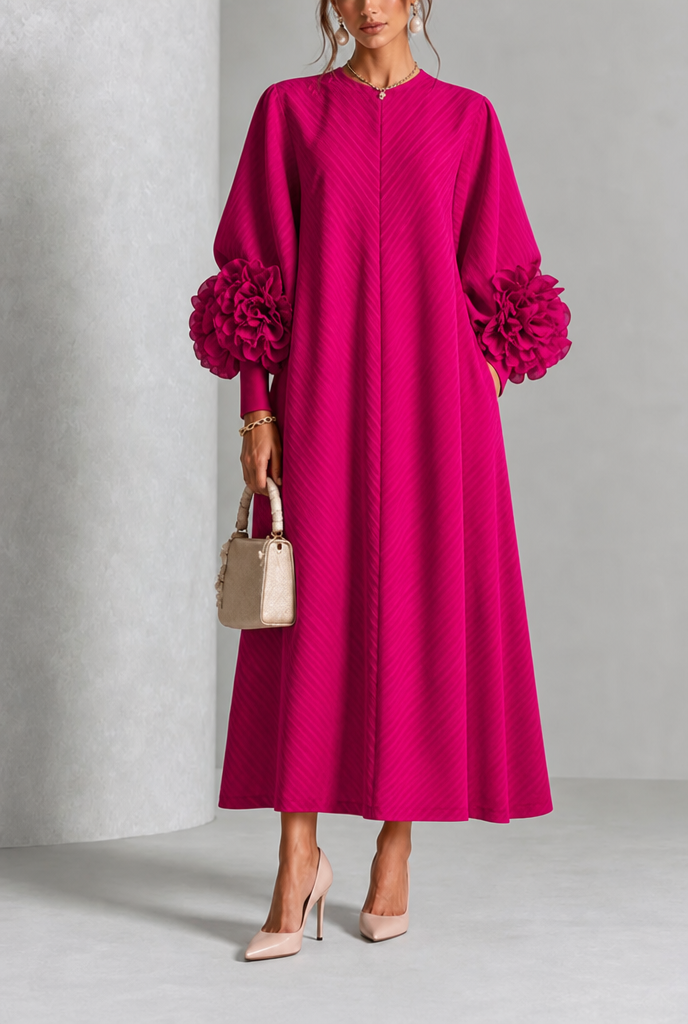 Rosalina™ | Elegant Floral Sleeve Midi Dress