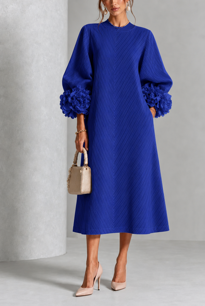 Rosalina™ | Elegant Floral Sleeve Midi Dress