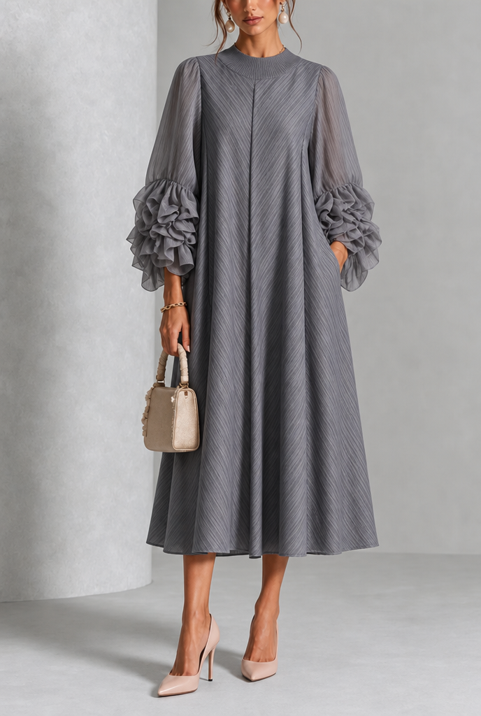 Rosalina™ | Elegant Floral Sleeve Midi Dress