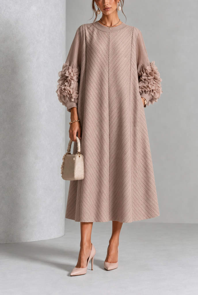 Rosalina™ | Elegant Floral Sleeve Midi Dress