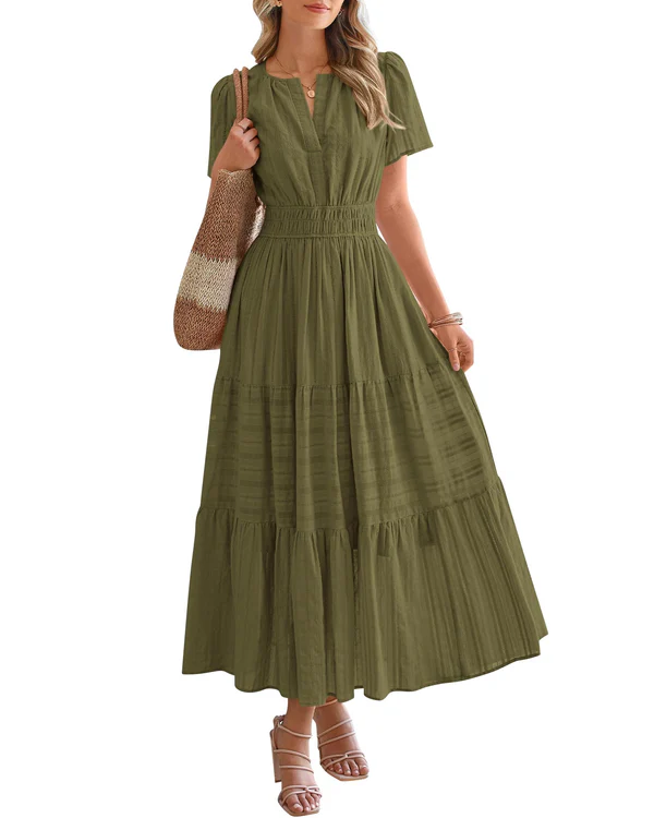 Calista™ | Casual Smocked Waist Maxi Dress