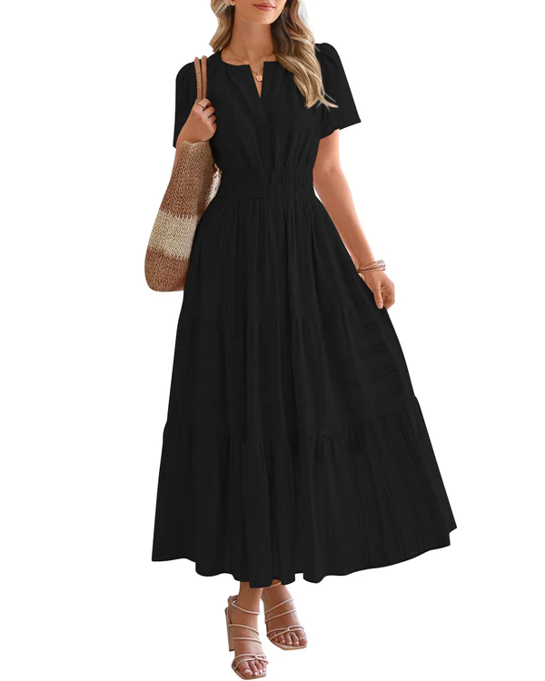 Calista™ | Casual Smocked Waist Maxi Dress