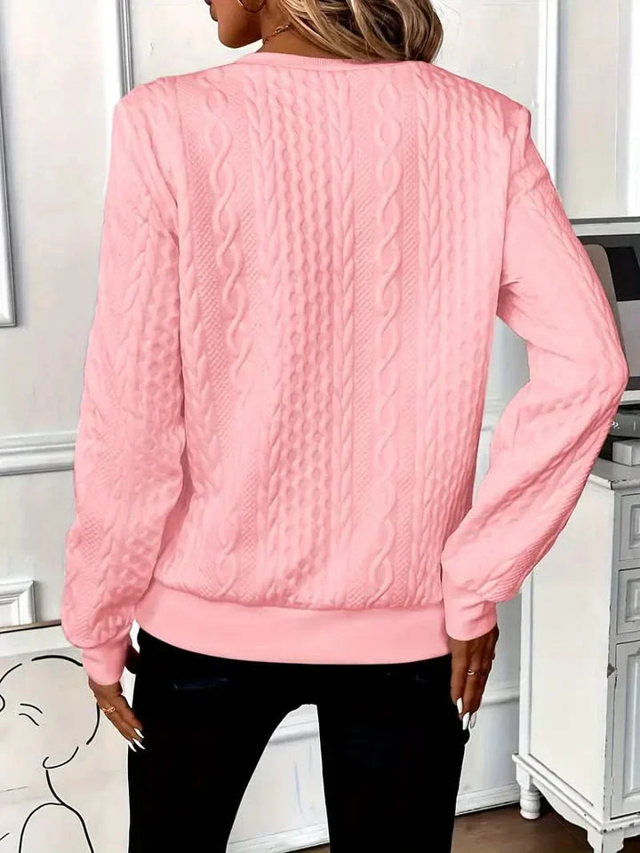 Amy | Texture Half Zip Long Sleeve Sweatshirt