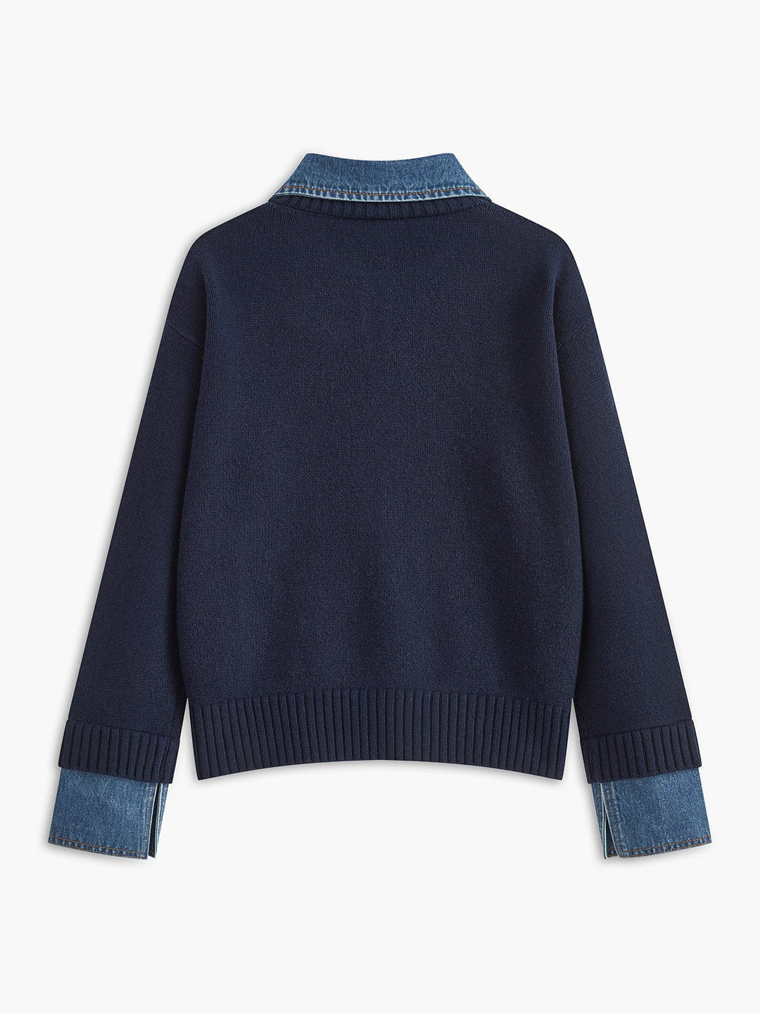 Mia | Women's Denim-Collar Knit Polo Sweater