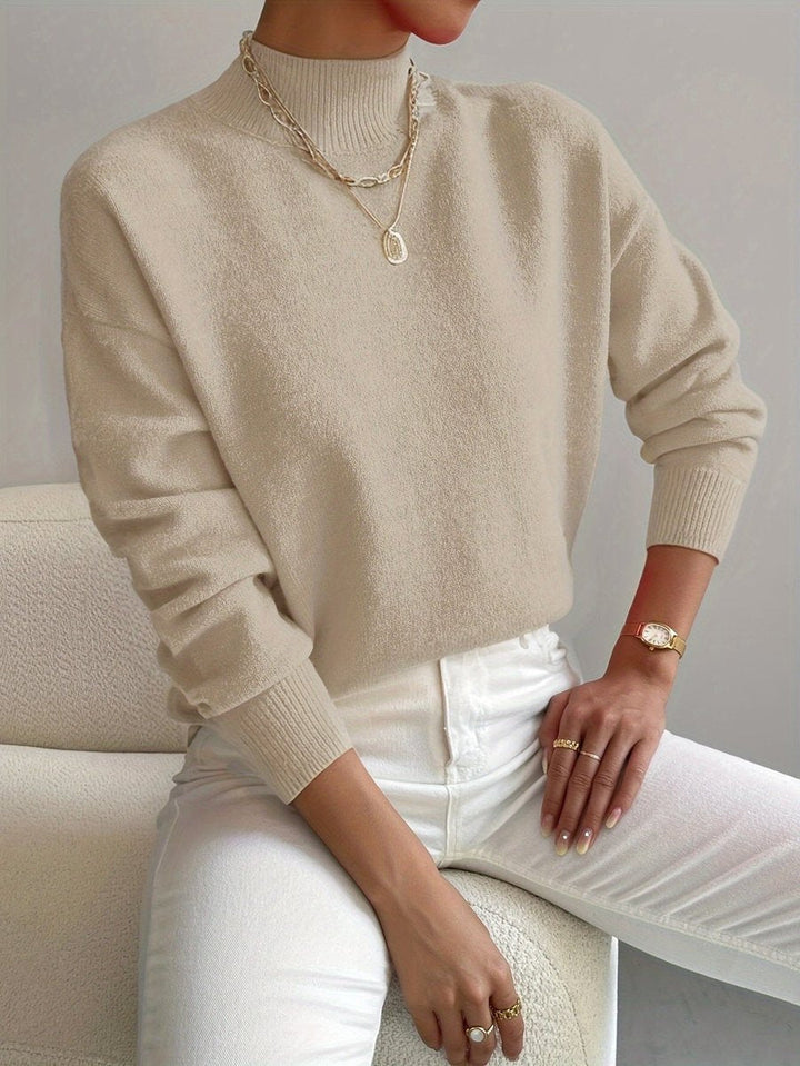 Isabella | Women's Mock Neck Relaxed-Fit Knit Turtleneck Sweater